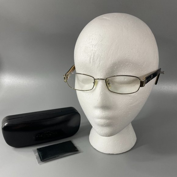 Coach HC500 Silver-Metal Rectangular Glasses W Tortoise Temple Glasses - Picture 1 of 13